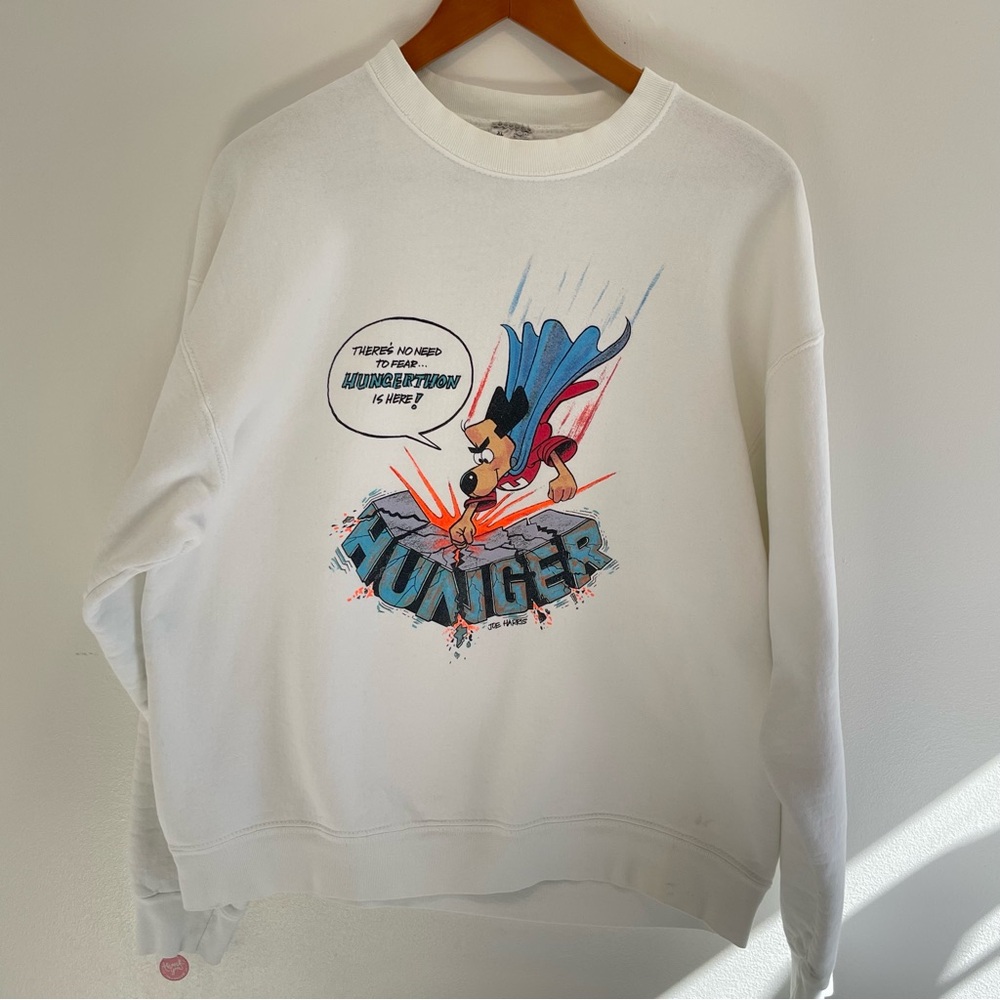 Vintage 1997 Hungerthon Underdog graphic fruit of a loop Heavy Cotton sweatshirt
